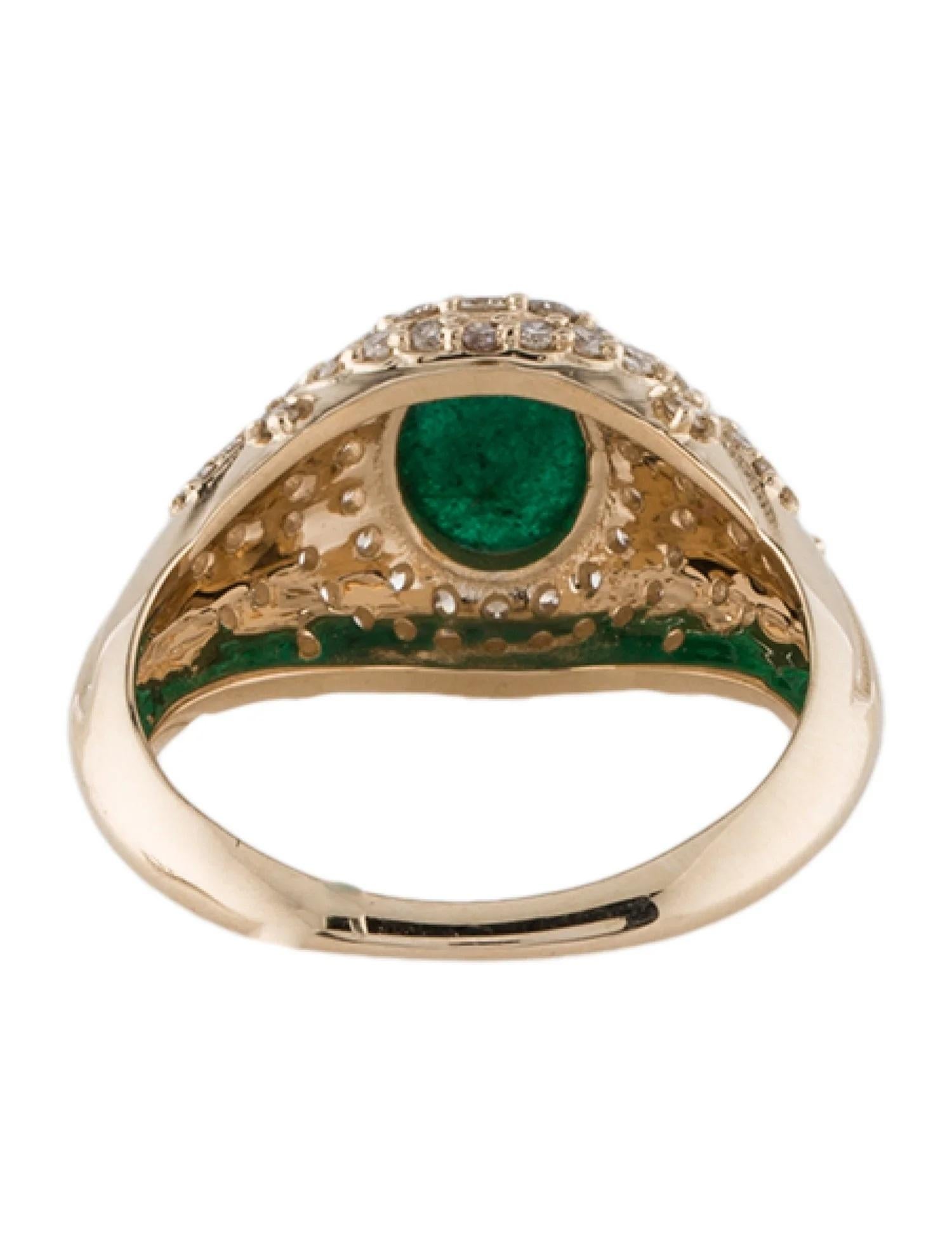 Emerald Cut 14K Yellow Gold 1.38ct Emerald & Diamond Cocktail Ring Size 7 For Sale