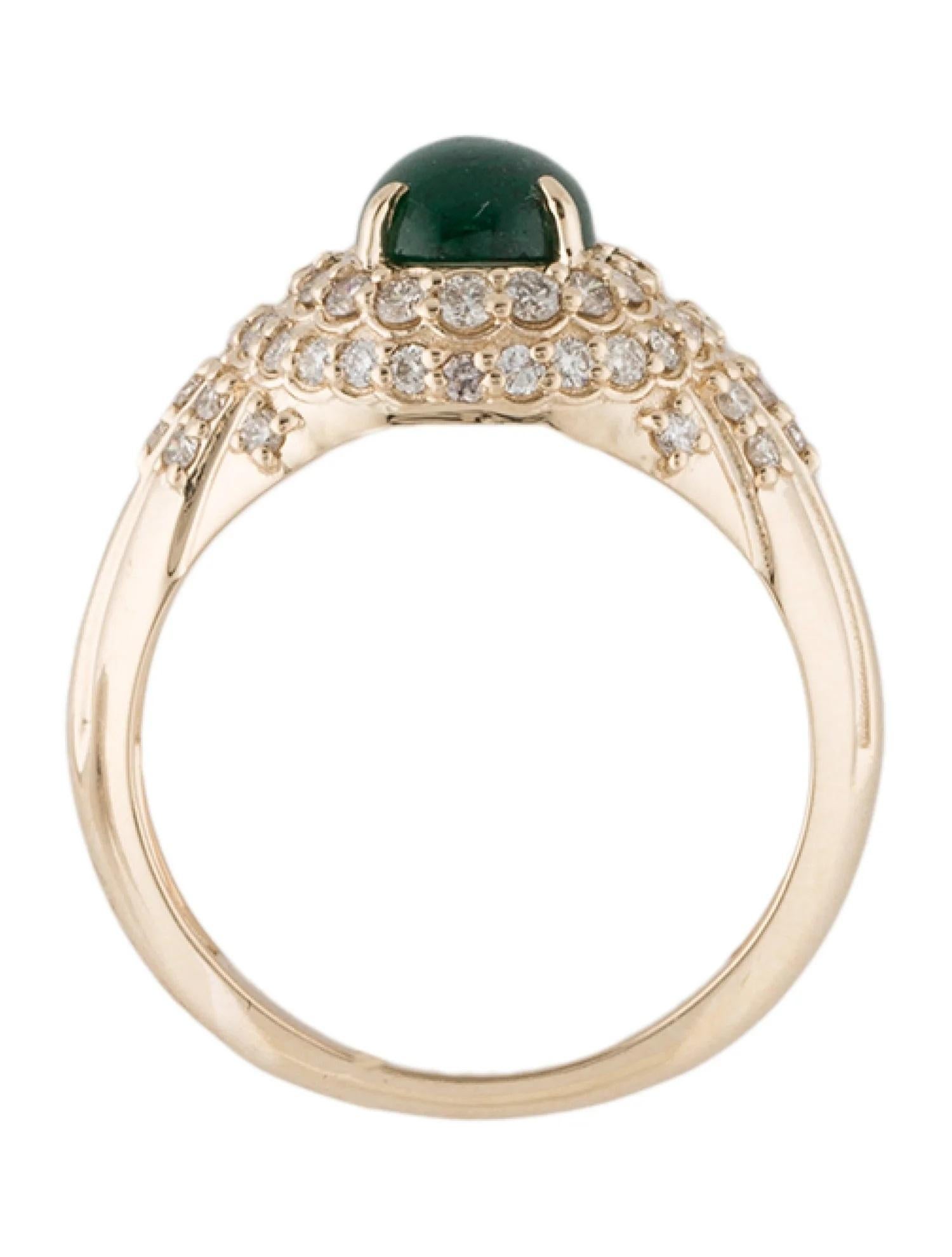 14K Yellow Gold 1.38ct Emerald & Diamond Cocktail Ring Size 7 In New Condition For Sale In Holtsville, NY