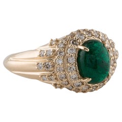 14K Yellow Gold 1.38ct Emerald & Diamond Cocktail Ring Size 7