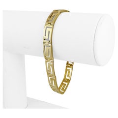 14k Gelbgold 13,8g Damen poliertes 7,5mm griechisches Schlüsselanhänger-Gliederarmband 7,25"