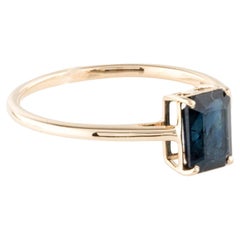 14K Yellow Gold 1.39ct Emerald Cut Sapphire Cocktail Ring Size 6.75