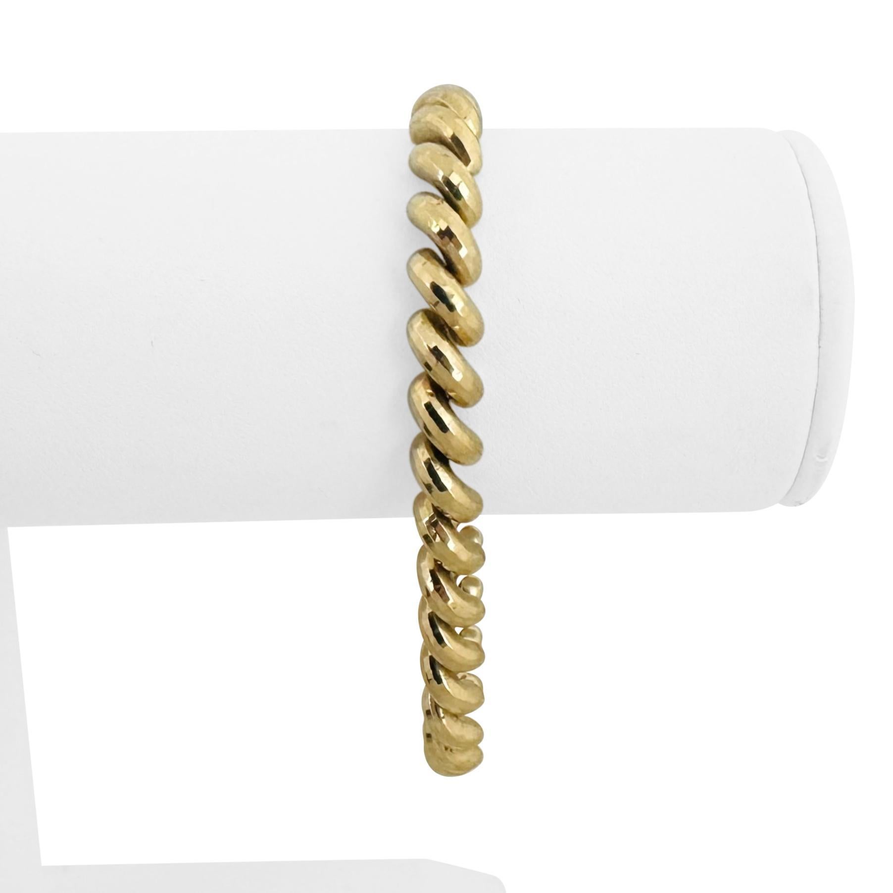 Bracciale in oro giallo 14k 13g da donna con maglie smussate da 7mm San Marco 7.25