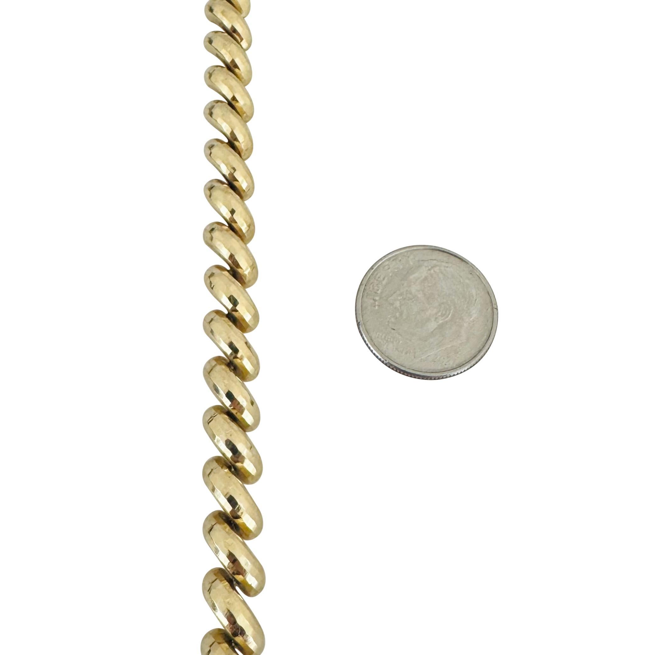 Bracciale in oro giallo 14k 13g da donna con maglie smussate da 7mm San Marco 7.25