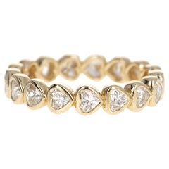 14K Yellow Gold 1.40 Carat Heart Shaped Diamond Bezel Eternity Band