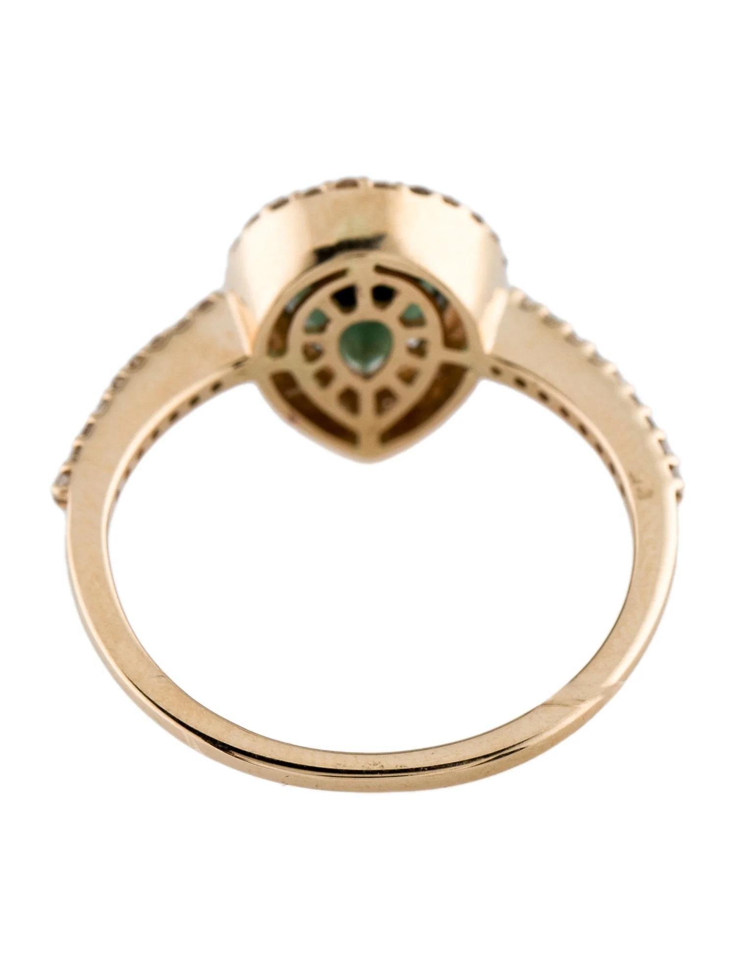 Pear Cut 14K Yellow Gold 1.40ct Pear Modified Brilliant Green Tourmaline & Diamond Cockta