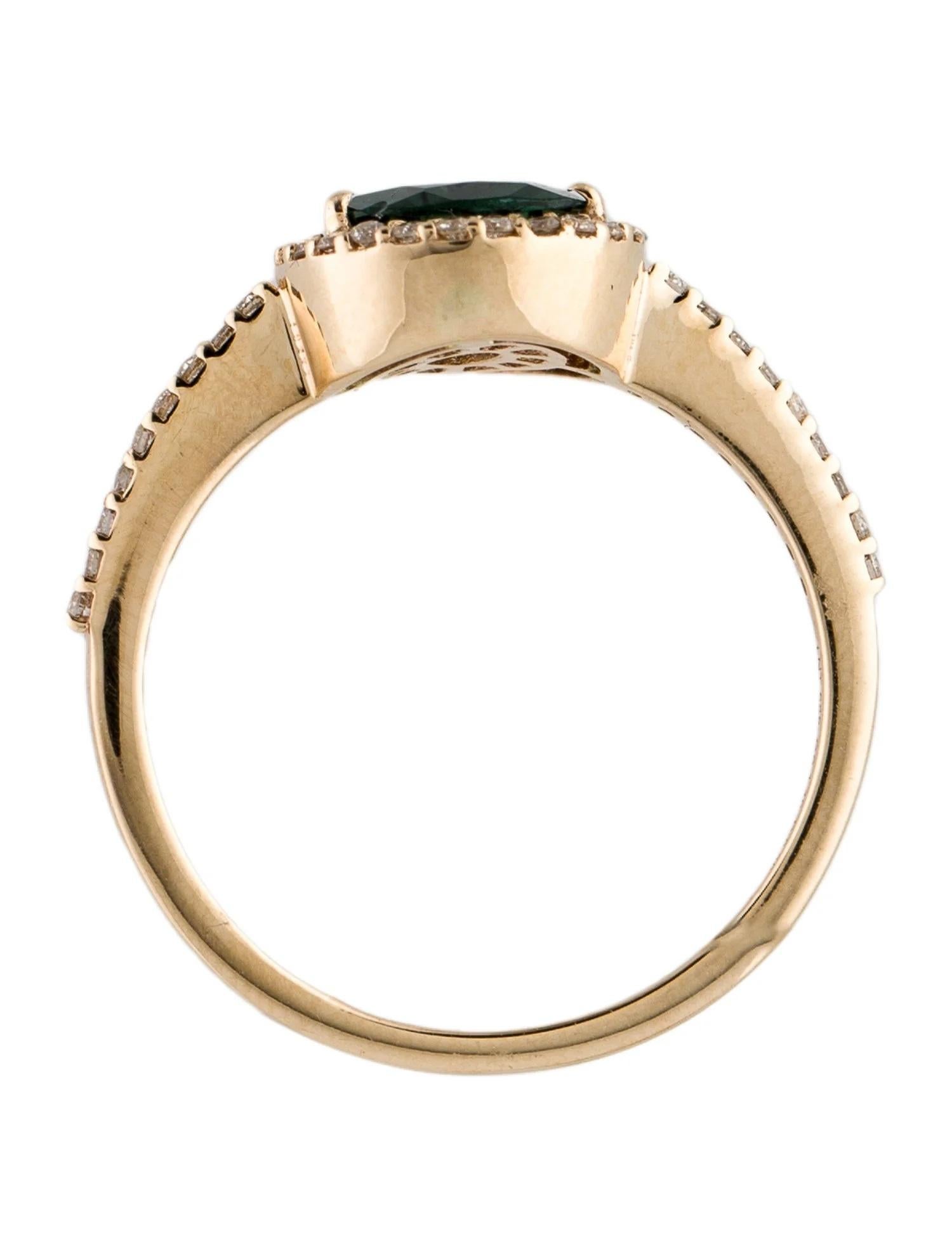 14K Yellow Gold 1.40ct Pear Modified Brilliant Green Tourmaline & Diamond Cockta In New Condition In Holtsville, NY