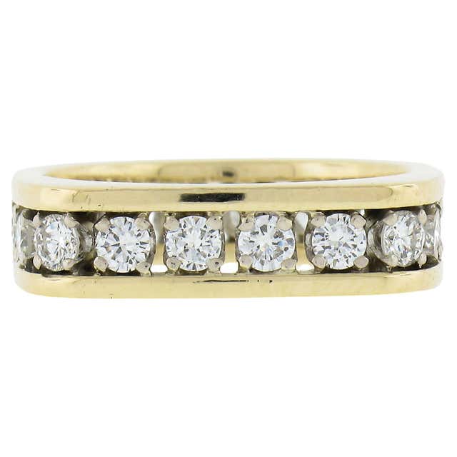Antique 14k TT Gold 1.70ctw Channel Ruby and Pave Diamond 5 Band Harem ...