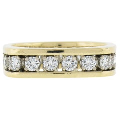 14k Yellow Gold 1.40ctw Round Channel Diamond Stack Squared Eternity Band Ring
