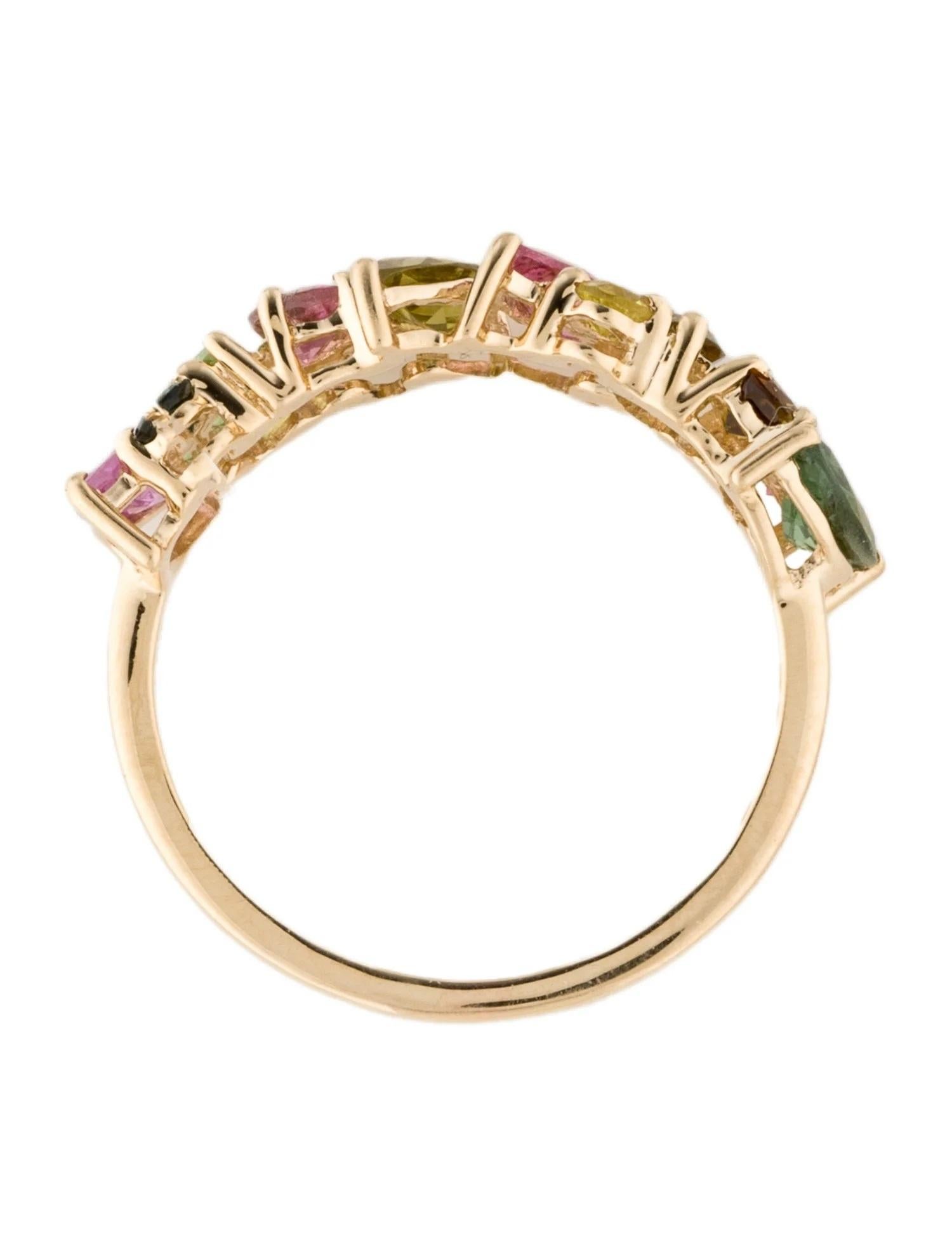14K Yellow Gold 1.42ctw Tourmaline Band Ring, Marquise, Pear & Round Brilliant In New Condition For Sale In Holtsville, NY