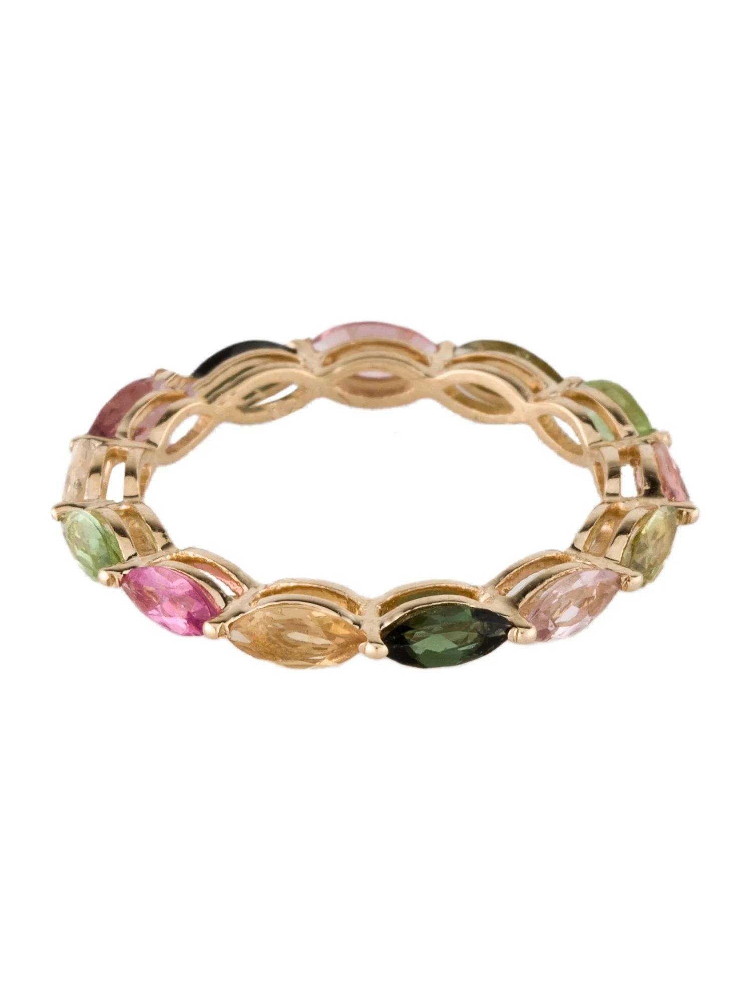 Artista Anello a fascia in oro giallo 14K con tormalina multicolore da 1,43 carati, misura 6,5 in vendita