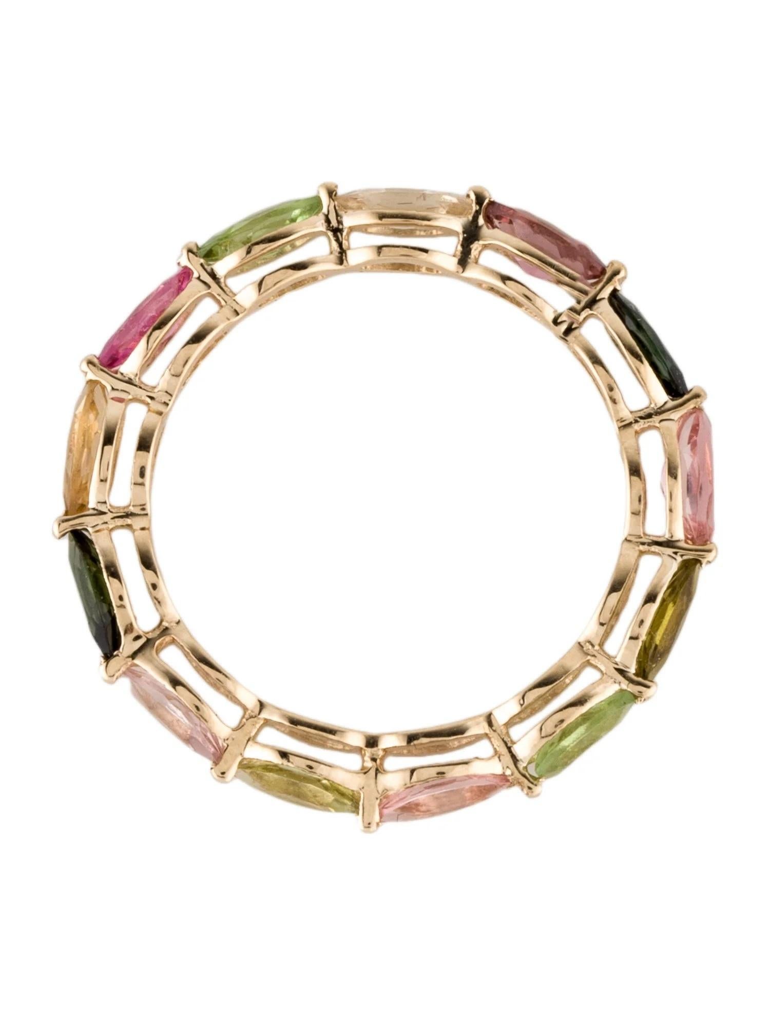 Anello a fascia in oro giallo 14K con tormalina multicolore da 1,43 carati, misura 6,5 In condizioni Nuovo in vendita a Holtsville, NY