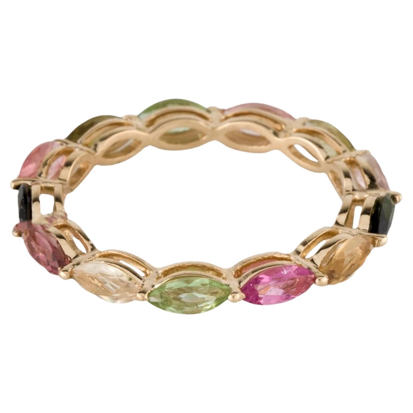 Anillo de oro amarillo de 14 quilates con turmalina multicolor de 1,43 quilates, talla 6,5