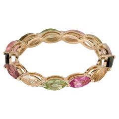 Bague jonc en or jaune 14 carats avec tourmaline multicolore 1,43 carat, taille 6,5