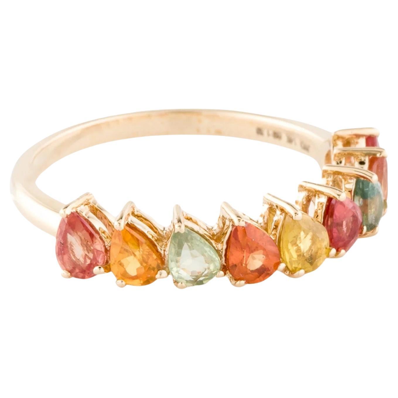 14K Yellow Gold 2.01ctw Oval Sapphire Band Ring, Size 6.5 For Sale at