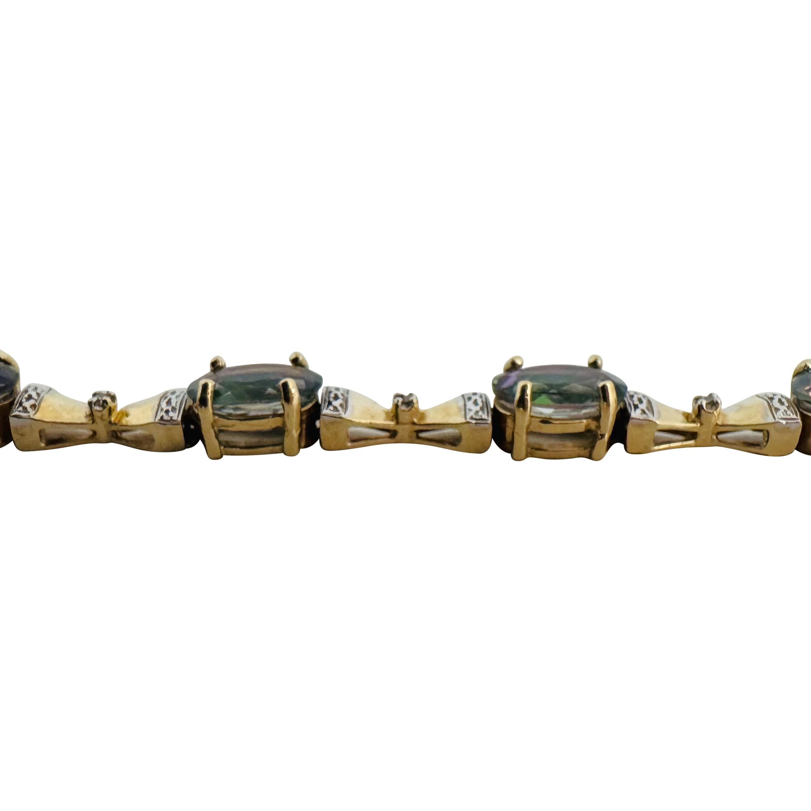 14k Gelbgold 14,3g Mystic Topas und Diamant Gliederarmband 7