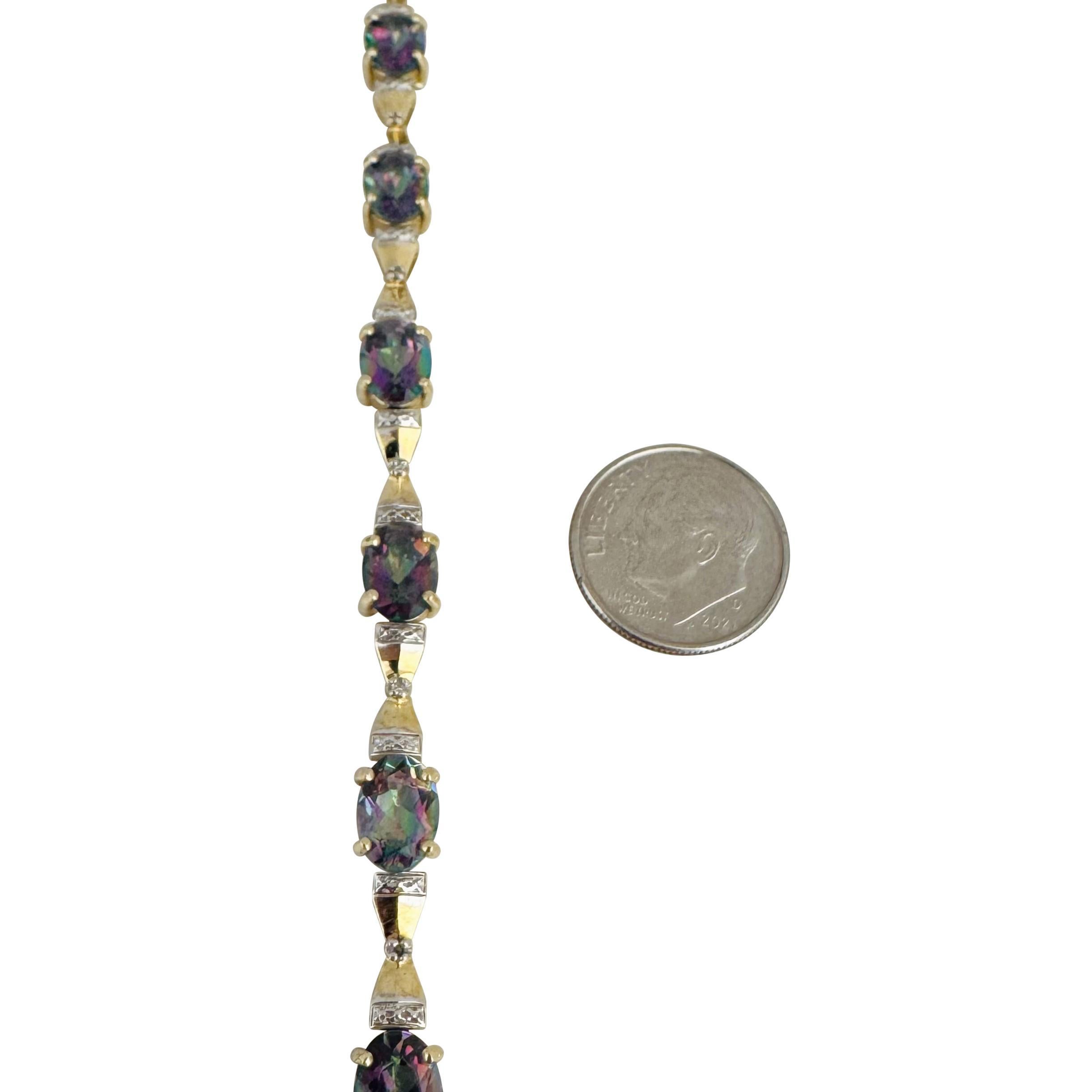 14k Gelbgold 14,3g Mystic Topas und Diamant Gliederarmband 7