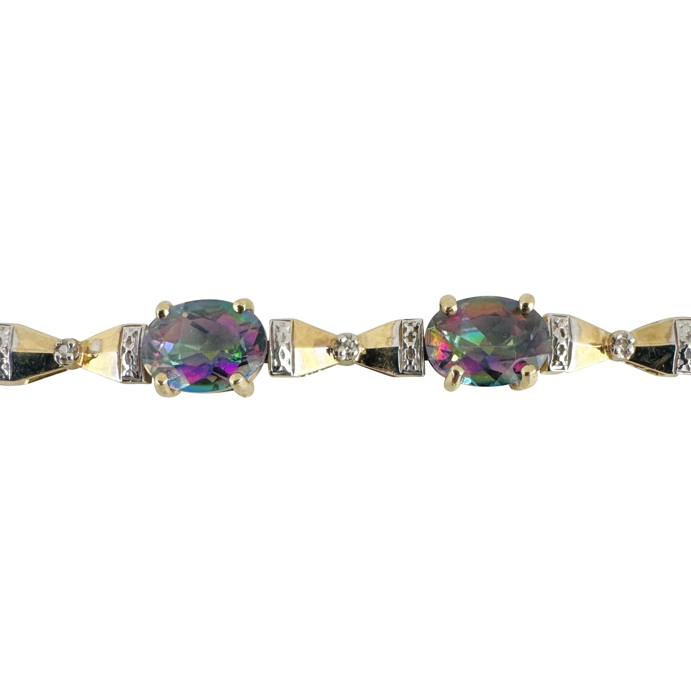 14k Gelbgold 14,3g Mystic Topas und Diamant Gliederarmband 7