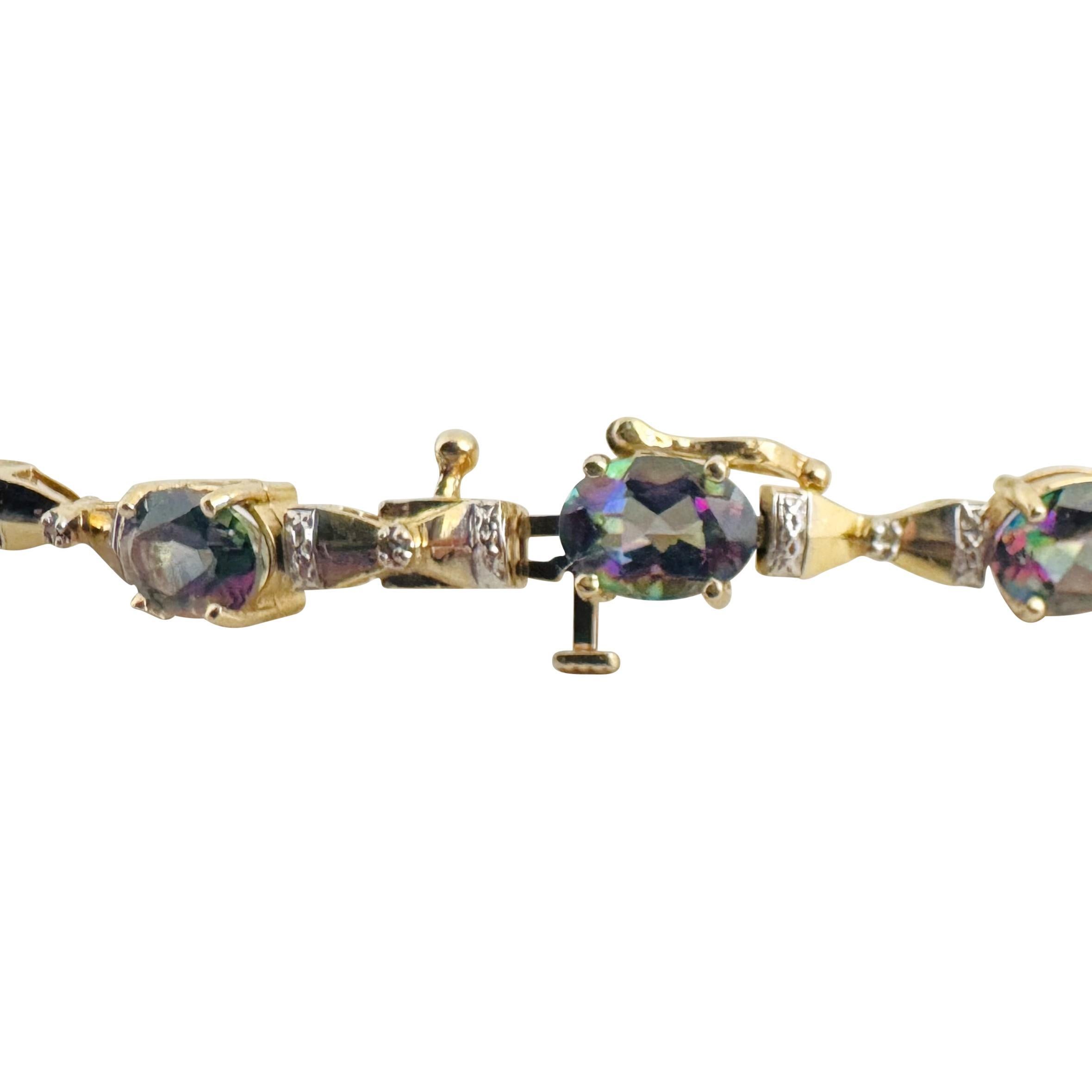 14k Gelbgold 14,3g Mystic Topas und Diamant Gliederarmband 7