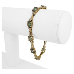 Bracciale A Link in oro giallo 14k con topazio mistico e diamanti da 14,3 g