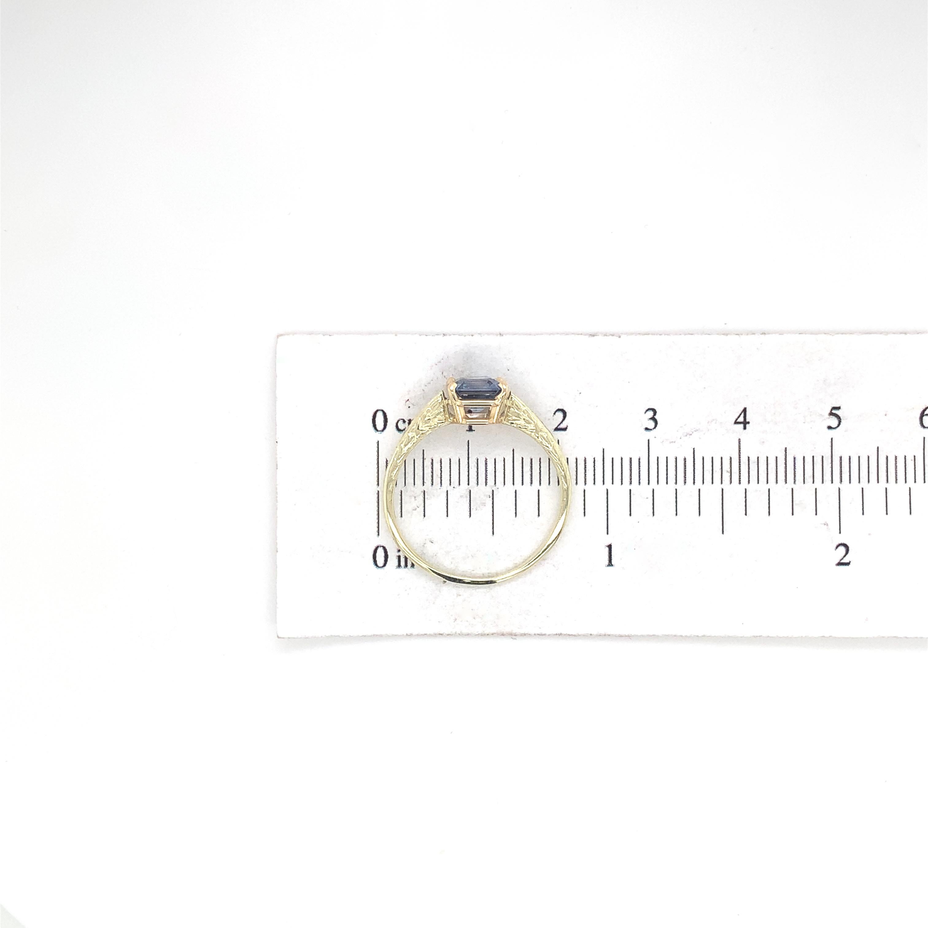 14K Yellow Gold 1.44 carat Asscher Cut Ceylon Sapphire Ring 5