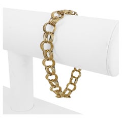 14k Yellow Gold 14.4g Ladies 9mm Triple Circle Link Charm Bracelet 7.75"