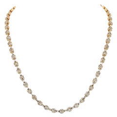 14K Yellow Gold 14.50cttw Round And Baguette Cut Diamond Link Chain Necklace