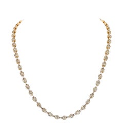 14K Yellow Gold 14.50cttw Round And Baguette Cut Diamond Link Chain Necklace