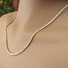 14k Yellow Gold 14.50ctw Round Diamond Tennis Necklace, 20.25" Long
