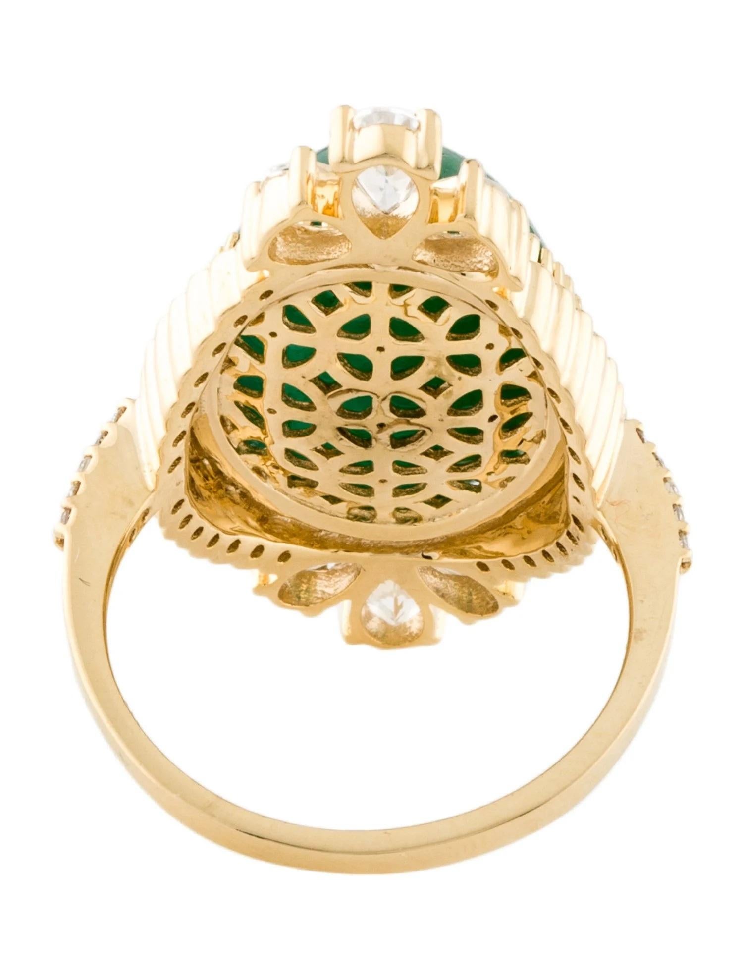 Emerald Cut 14K Yellow Gold 14.65ct Oval Cabochon Emerald, 1.05ct Sapphire & Diamond Cocktai For Sale