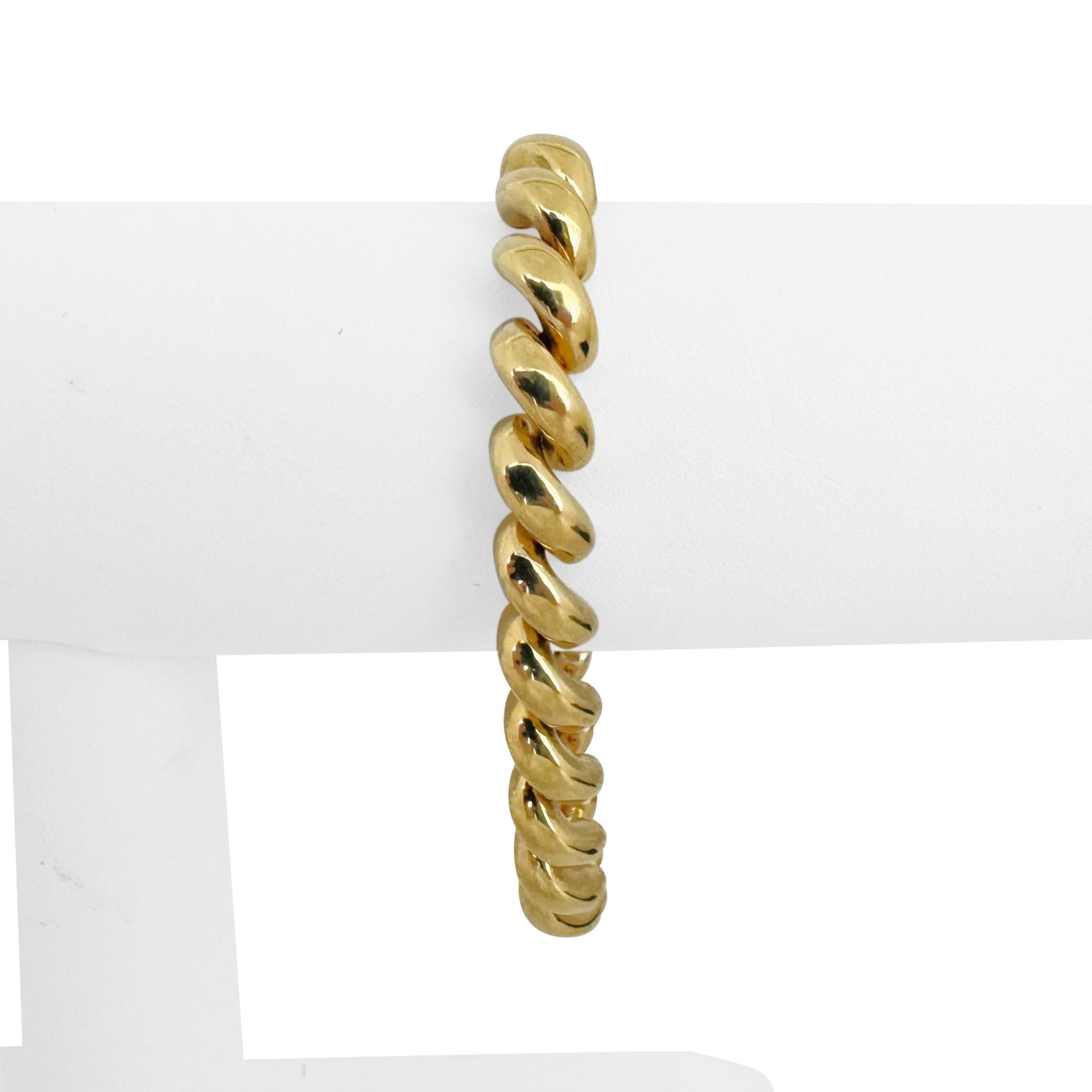 14k Gelbgold 14,6g Damen poliertes 8mm San Marco Gliederarmband Italien 7