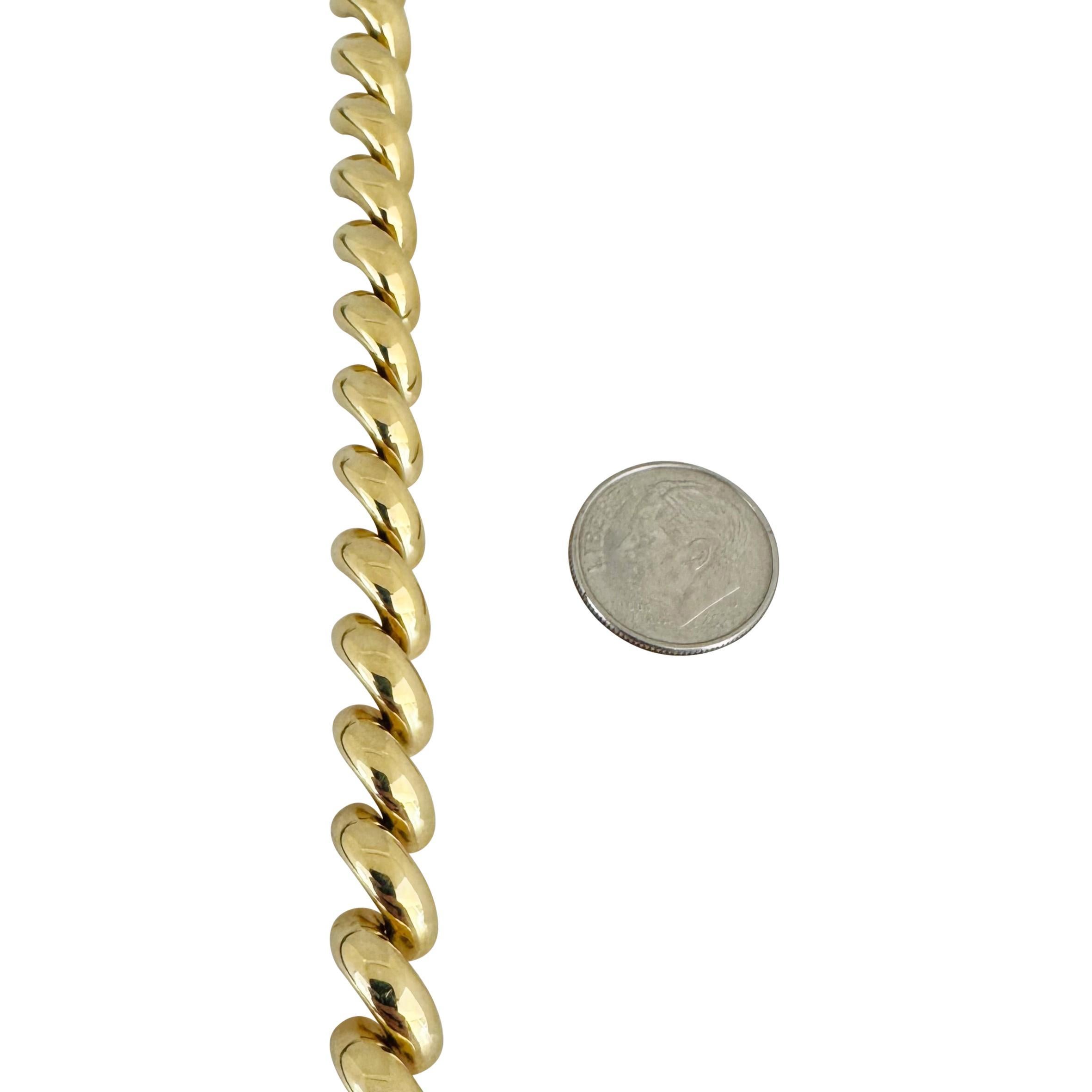 14k Gelbgold 14,6g Damen poliertes 8mm San Marco Gliederarmband Italien 7