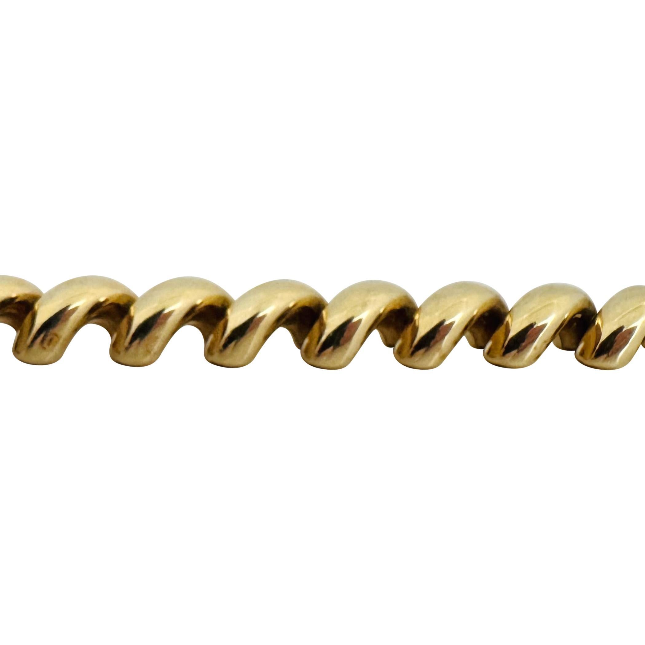 14k Gelbgold 14,6g Damen poliertes 8mm San Marco Gliederarmband Italien 7