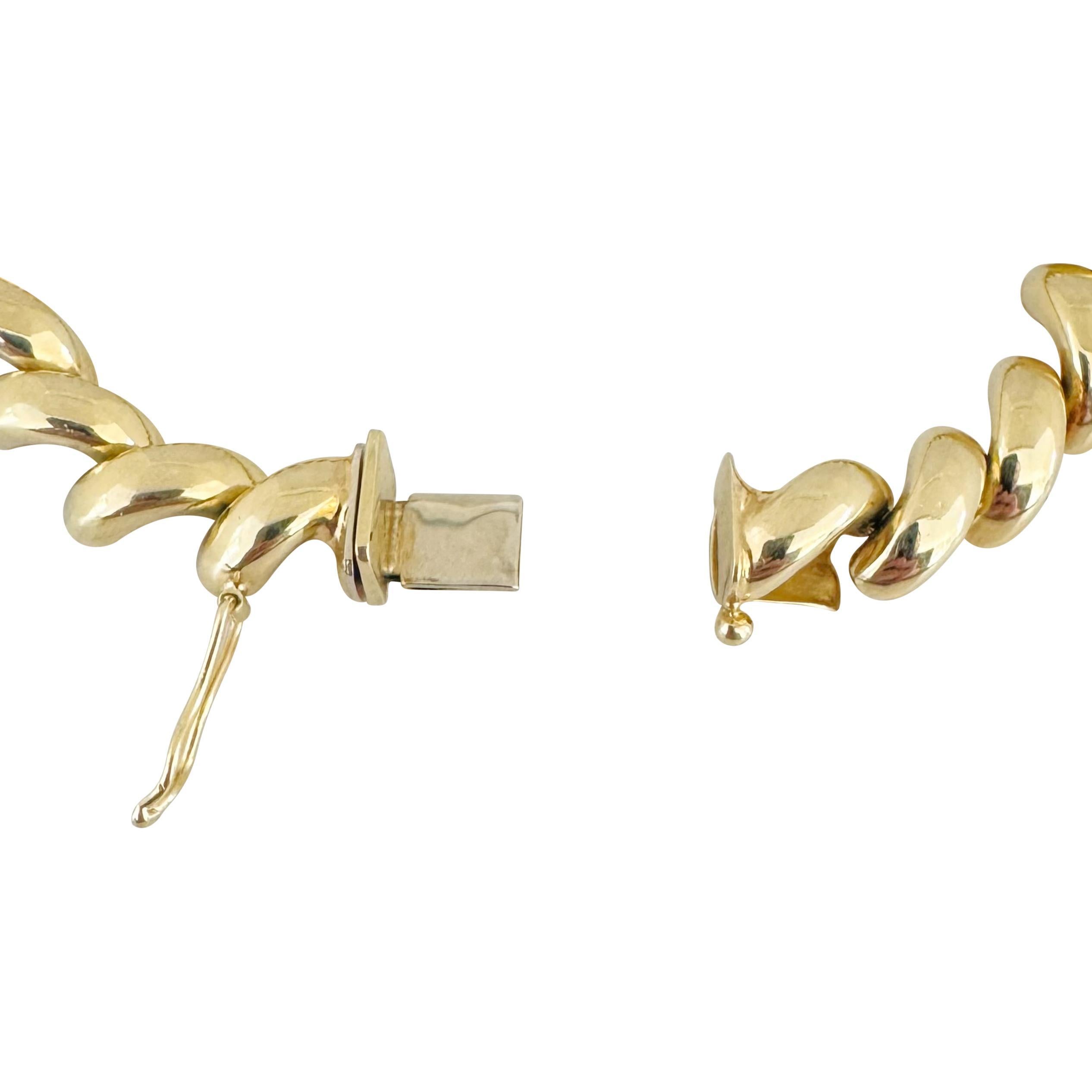 14k Gelbgold 14,6g Damen poliertes 8mm San Marco Gliederarmband Italien 7