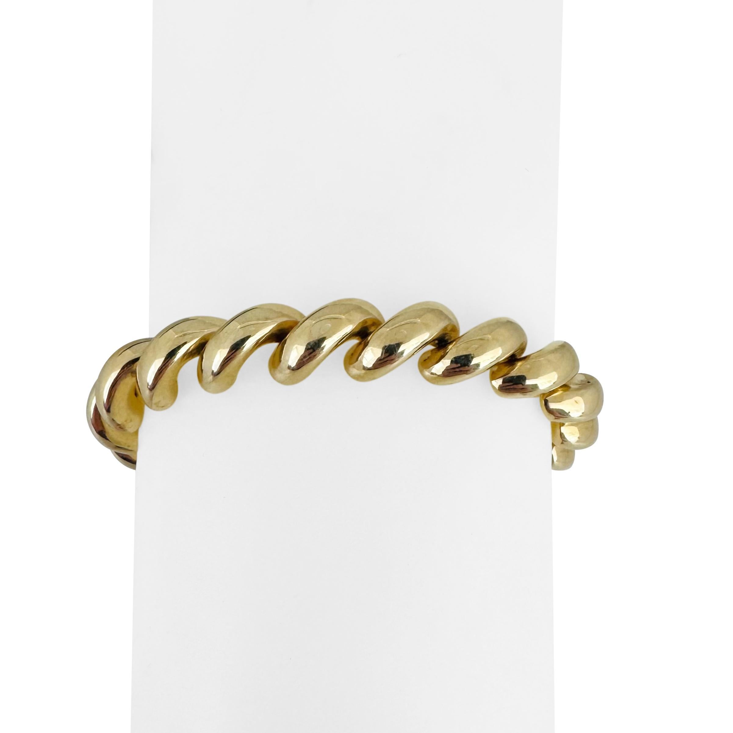 14k Gelbgold 14,6g Damen poliertes 8mm San Marco Gliederarmband Italien 7