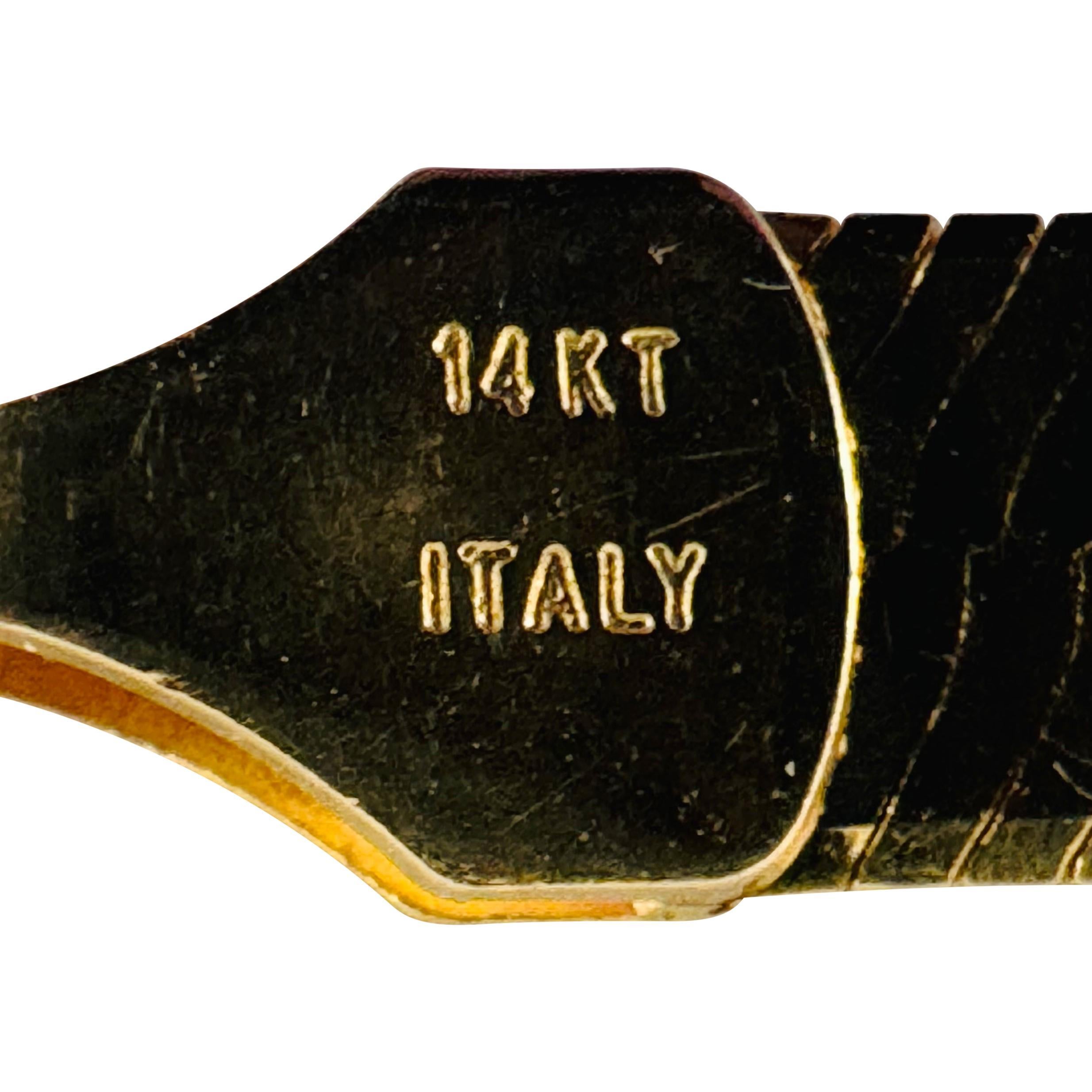 14k Gelbgold 14,6 g massive Vintage 5mm geätzte Fischgräten-Halskette Italien 16