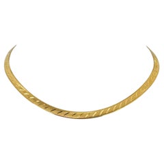 14k Gelbgold 14,6 g massive Vintage 5mm geätzte Fischgräten-Halskette Italien 16"