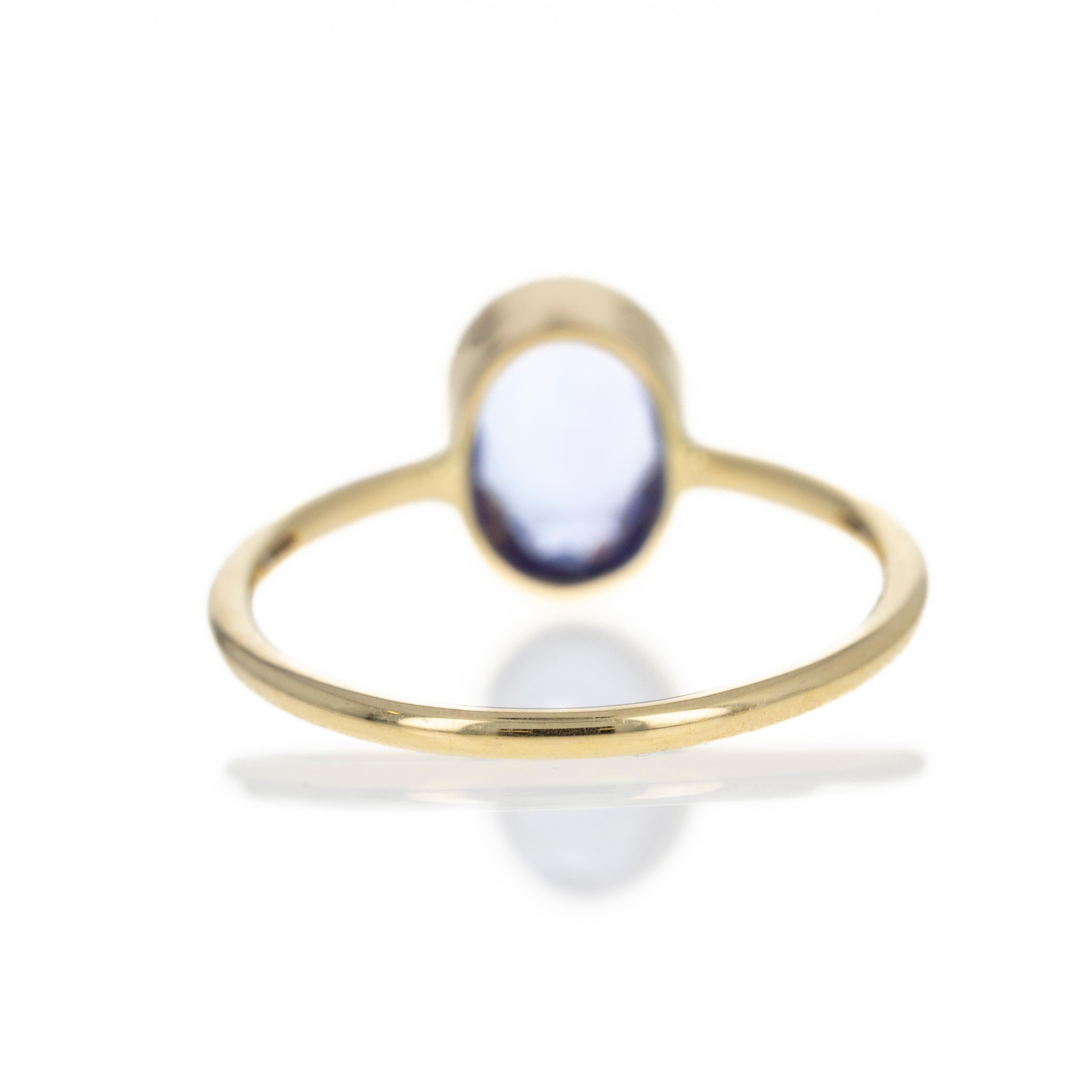 Bague en or jaune 14 carats avec diamants et tanzanite de 1,47 carat Neuf - En vente à Cape May, NJ