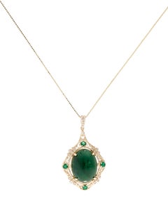 14K Yellow Gold 14.72ctw Emerald and Diamond Pendant Necklace