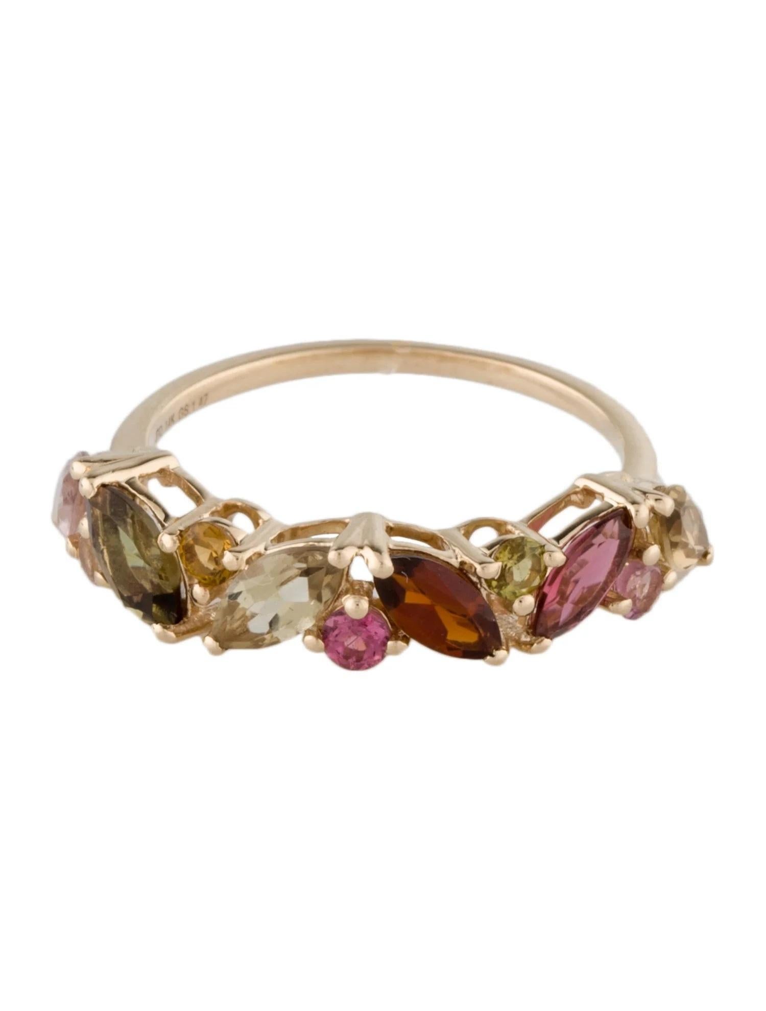 14K Gelbgold 1,47ctw Mehrfarbiger Turmalin-Ring, Größe 6,75 (Künstler*in) im Angebot