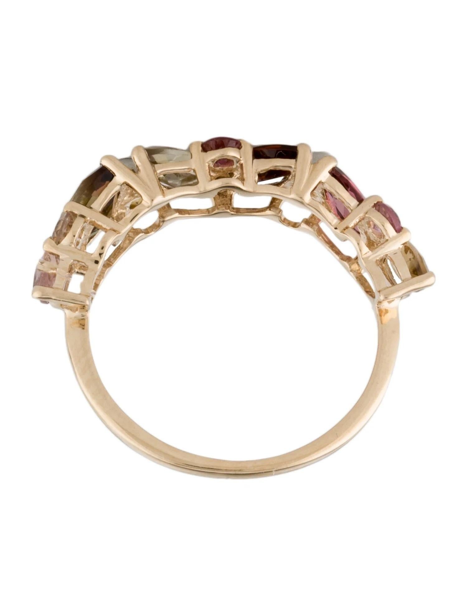 14K Gelbgold 1,47ctw Mehrfarbiger Turmalin-Ring, Größe 6,75 im Zustand „Neu“ im Angebot in Holtsville, NY