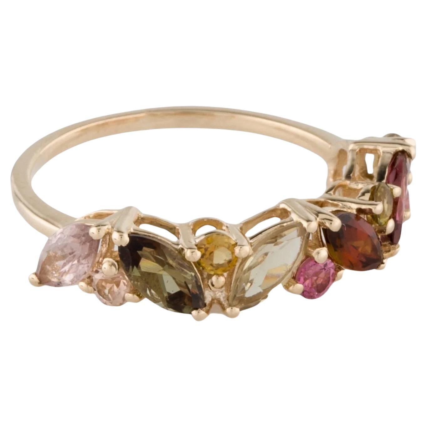 14K Yellow Gold 1.47ctw Multi-Color Tourmaline Band, Size 6.75