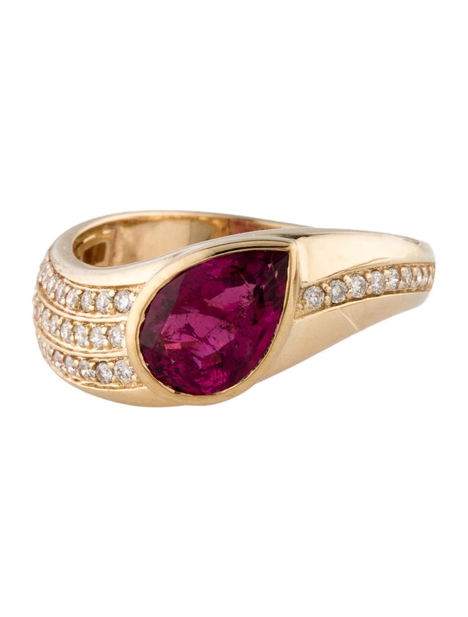 Artist 14K Yellow Gold 1.47ctw Pink Tourmaline & Diamond Cocktail Ring Size 6.75