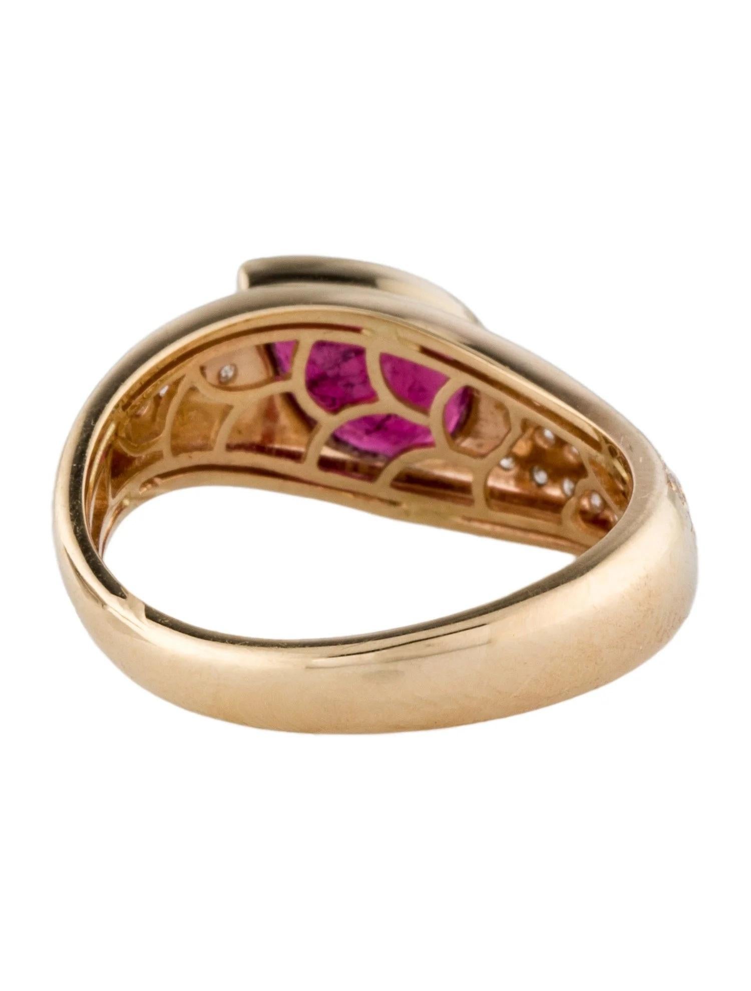 Round Cut 14K Yellow Gold 1.47ctw Pink Tourmaline & Diamond Cocktail Ring Size 6.75
