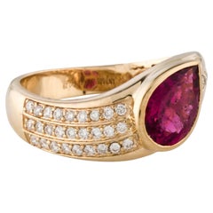 14K Yellow Gold 1.47ctw Pink Tourmaline & Diamond Cocktail Ring Size 6.75