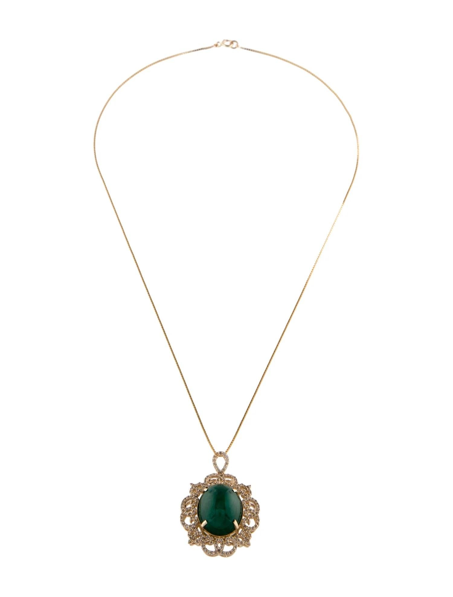Artiste Collier pendentif en or jaune 14 carats avec émeraude et diamants 14,85 carats en vente