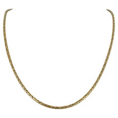 14k Yellow Gold 14.8g Solid Thin 2mm Squared Byzantine Link Chain Necklace 22"