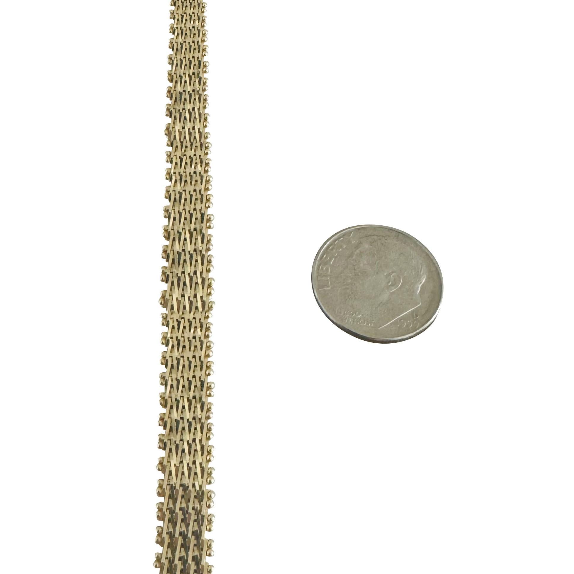 Women's 14k Yellow Gold 14g Imperial Gold 7mm Beaded Wheat Link Bracelet 8