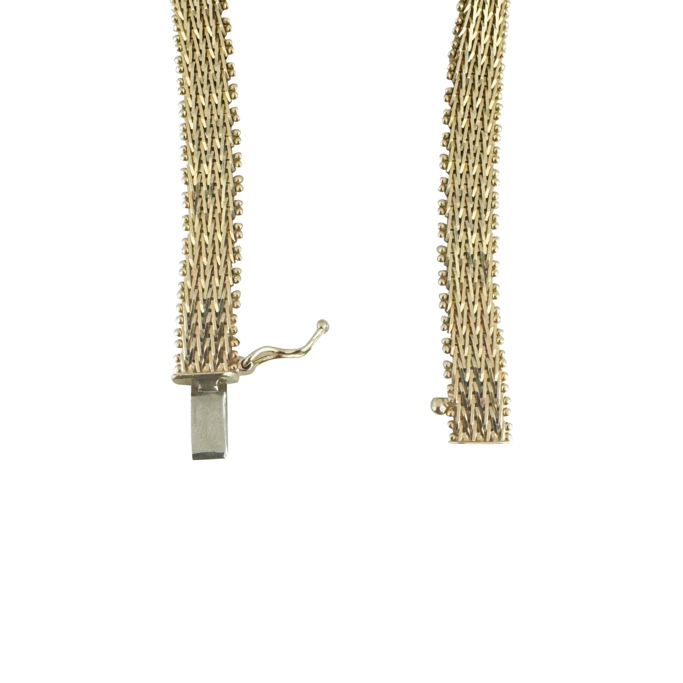 14k Yellow Gold 14g Imperial Gold 7mm Beaded Wheat Link Bracelet 8
