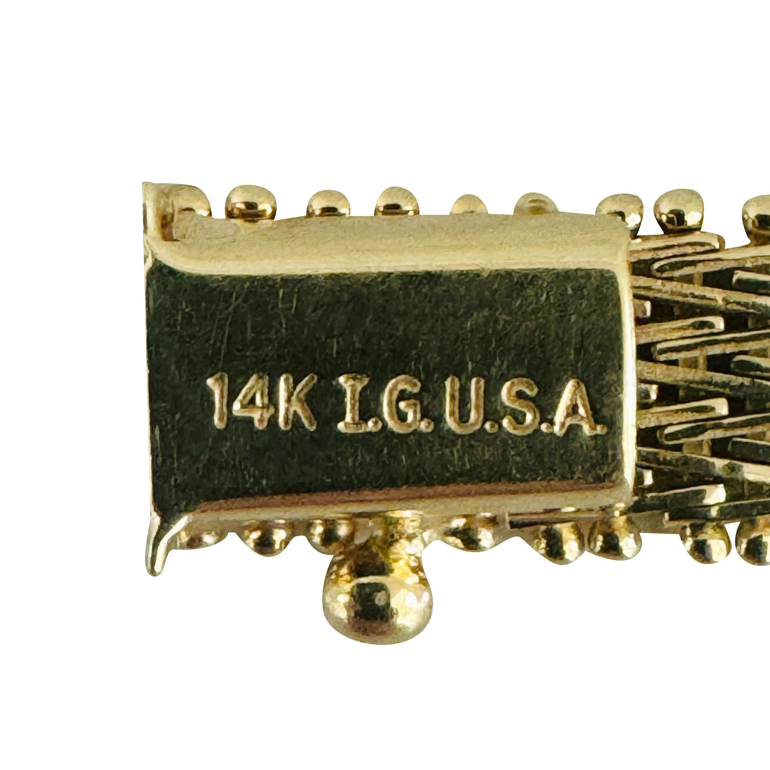 14k Yellow Gold 14g Imperial Gold 7mm Beaded Wheat Link Bracelet 8