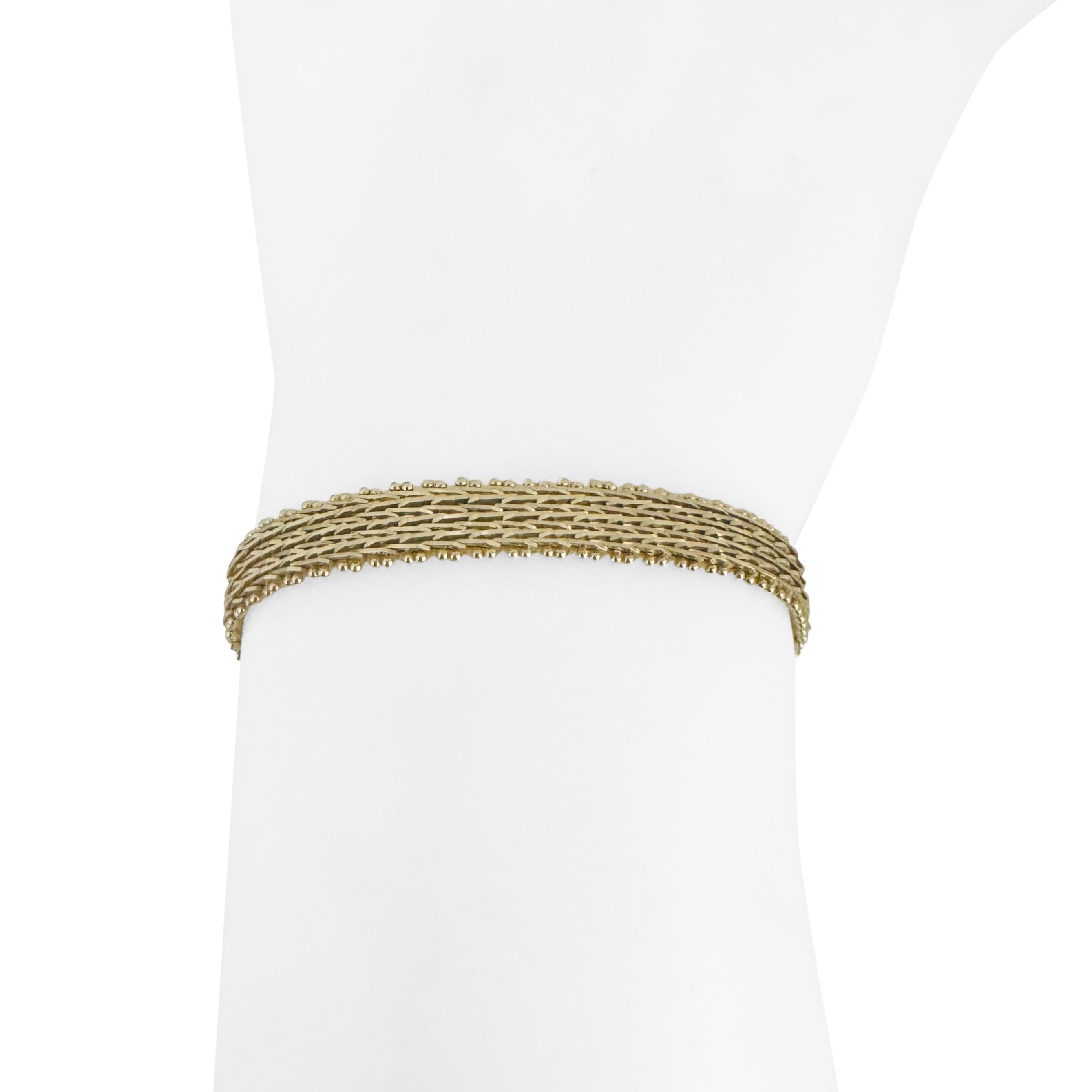 14k Yellow Gold 14g Imperial Gold 7mm Beaded Wheat Link Bracelet 8